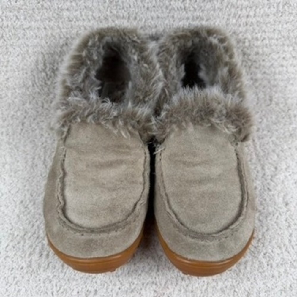 Columbia Omni-Grip Faux Fur Lined Suede Slippers Tan Brown Womens 9 YL7389-271
